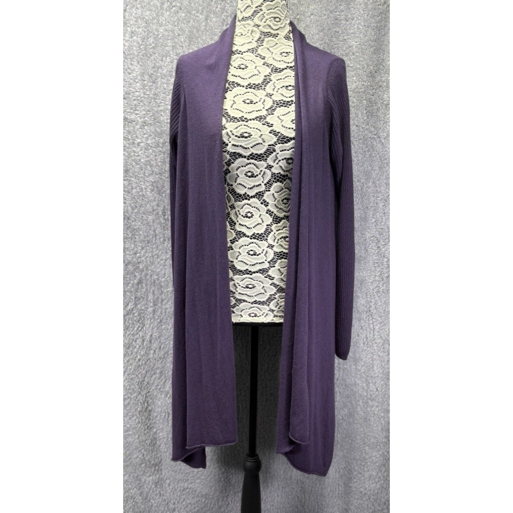 VTG Spiegel Women's Large Purple Silk Rabbit Hair Tie Front Cardigan Sweater